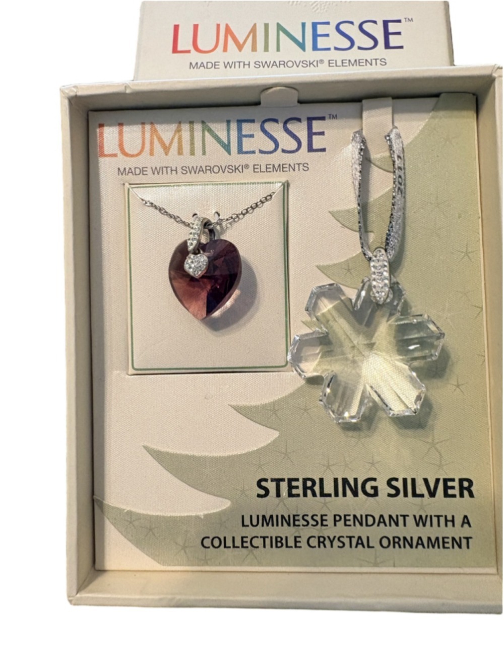 Luminesse Sterling Silver Heart Pendant Necklace & Swarovski Crystal Ornament